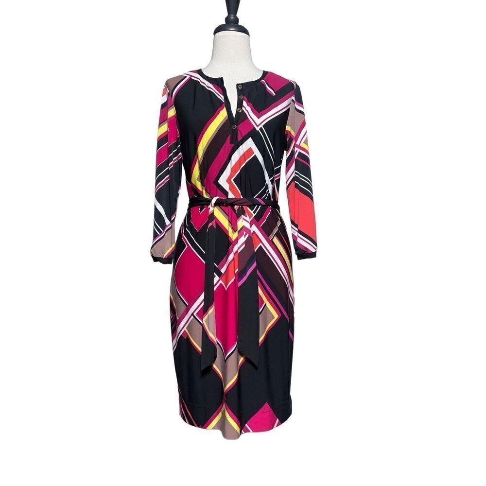 Cache 3/4 Sleeve Mod Print Dress Size Small